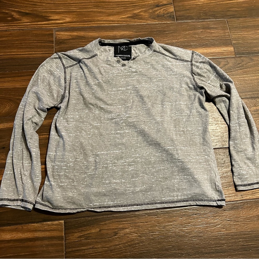 Modern‎ Culture Women’s Long Sleeve Shirt Gray 100% Cotton